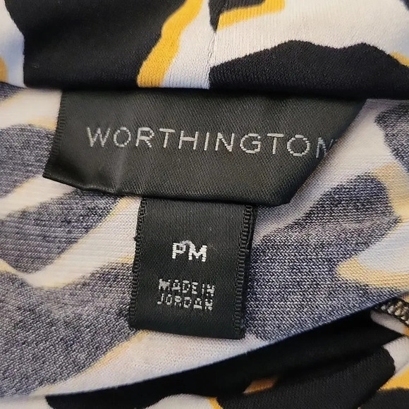 Worthington Cowl Neck Animal Print Black Yellow Top - Picture 3 of 3